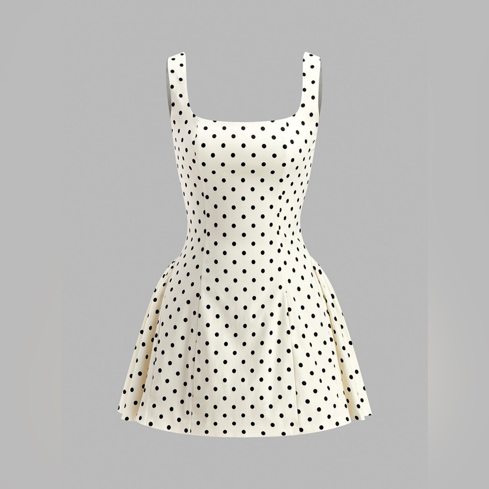 Polka Dot Lace-Up Dress S (Cc1 8) ! Last One! - Picture 4 of 4